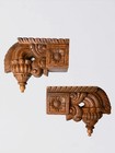 Pair Hand Carved Wooden Wall Brackets Corbels Shelf Support Antique Style 12  