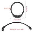 43cmx10mm Security Portable 4 Digit Resettable Combination Bike Cable Lock Black
