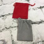 Velvet Cinch Bags Dust Covers Jewelry Pouch Lot Of 4 Gray Black Red