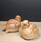 Quail Pair Painted Ceramic Vintage 1976 Studio Crafted Decor Brown Birds