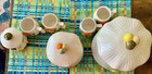 Arnel   s 1970s Mushroom Canister Set W  4 Mugs     Complete 3 Canisters   Cups