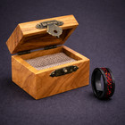 Black Hammered Tungsten Ring For Men     Red Garnet   Red Opal Inlay Wedding Band