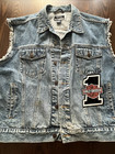 Vintage 955 Originals Denim Vest Harley Davidson Patches Size Large  Staining