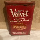 Vintage Velvet Pipe And Cigarette Tobacco Advertising Tin 4 1 2 By 3 X 1 Inch