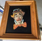 2- Vintage Black Velvet Clown Paintings Paint By Numbers 16x20 With Wood Frames