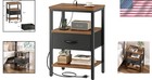 Modern Night Stand With Charging Station   Sturdy Fabric Drawer - Easy Assembly