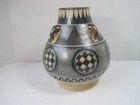 Vintage Chinese Neolithic Style Heavy Ceramic Four Handles  Vase 8  H