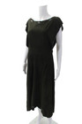Florence Womens Suede Textured Round Neck Sleeveless Beaded Dress Green Size M