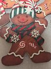 4 Pcs Adorable Gingerbread Holiday Decor Wooden Cutout Ornaments 