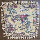 Vtg French Toile Pillow Cover 20x20 Yellow Red Tassel Lace Border Pastoral King