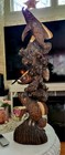 Rare Hand Carved Triple Fish Coral Cuban Guayacan Wood Statue Reduced 