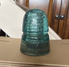 Vintage Green Glass Insulator  W  Brookfield - 20 On Top