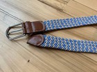 Beige Blue Mixed Woven Stretch Braided Elastic Belts - M - 45 
