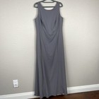 New Dessy Collection Trumpet Gown Bridemaid Dress Crepe Charcoal Gray Sz 16