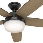 Hunter Fan 52 In Contemporary Matte Black Ceiling Fan With Remote And Light Kit