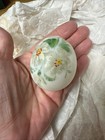 Vintage Antique Hand Blown 1 5 In Small Satin Glass Egg Handpainted Floral 
