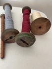 4 Antique Wooden Textile Spools Original Vintage