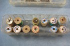 12 Wood Thread Spools In Tidee Maid Deluxe Box- Vintage