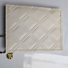 Beige Quilted Faux Leather Key Chain W  love  Charm   Gold Pouch  Modern Style