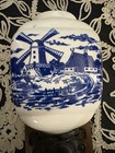 Vintage Dutch Blue Delft Wall Mount Porcelain Coffee Mill Hand Grinder Windmill