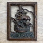 Vintage Cast Iron Sail Ship Pirate Ship Wall Plaque Small Coastal Nautical
