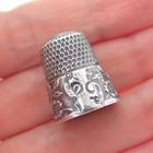 Waite Thresher 925 Sterling Silver Antique Art Deco Flower Sewing Thimble Size 8
