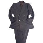 Vintage Double Suit Setup 100  Wool Waterproof Fabric Brown