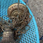 Vintage Mcm Hollywood Regency Swag Chandelier  Brass With Large Pineapple Globes