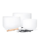 Siceeoly 3pcs 8 b 10 f 12 c Frosted Crystal Singing Bowl Set Sound Healing Yoga