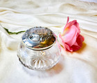 Victorian Cut Glass Vanity Powder Jar Repousse Sterling Lid Gorham  4 X 3  22g