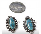 Vtg Navajo Royston Turquoise Earrings 925 Sterling Silver 3 4  Previous Screwbk