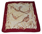 Vintage Abercrombie   Fitch Silk Scarf 70s Pheasant Hunting Burgundy 32x34in