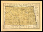 Vintage North Dakota Map Railroad Depot Towns Historic Original Atlas Map