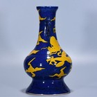 Delicate Chinese Hand Painting Ming  Blue Yellow Glaze Porcelain Dual Ear Vase