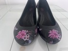 Women   s Crocs Lina Black Floral Slip On Dual Comfort Wedges Heels Shoes Size 6 M