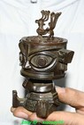 4 7 old Antique Chinese Dynasty Bronze Sanxingdui People Person Phoenix Statue