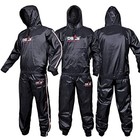 Heavy Duty Sauna Suit Hooded Full Body Sweat Suit For Weight Loss Black Nylon