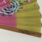 Vintage Hand-painted Floral Folding Fan Warfel Funeral Home Advertising Pink