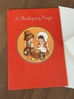 Vintage 1970   s Hallmark Thanksgiving Prayer Greeting Card Cute Pilgrim Embossed