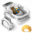 Baby Bath Tub Toddler With Thermometer Portable Baby Shower Cushion Bath Pad cap