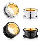 2pcs 316l-steel Screw Flesh Tunnels Plugs Ear Guages Ear Expander Body Piercing