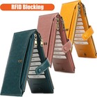 Slim Womens Wallet W  Zip Pocket Leather Rfid Blocking Bifold Credit Card Holder