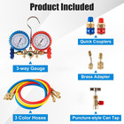 3 Way Ac Manifold Gauge Set R134a R410a R22 Automotive Hvac With Hoses Couplers