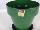 Nos Vtg 50s Dark Green Shiny Hard Plastic Plant Pot Planter W  Saucer 5 5  H