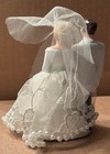Vintage Wedding Cake Topper Bride And Groom- Porcelain- Beaded Gown- 15