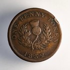 Nova Scotia One Penny Token 1832 Pre Confederation Canadian Copper Coin