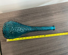 Blue Glass Tall 15  Bottle Vase Vintage Hobnail Patterned Made In Italy