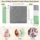                          12 Pcs Hooded Baby Towel Set  32x32 Inches  Green   Gray   White