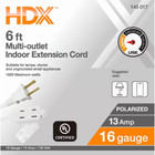6 Ft  16 2 Light Duty Indoor Multi-outlet Extension Cord White