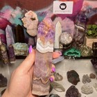 2025new Amethyst Crazy Lace Agate Tower Natural Crystal Healing Stone Decor Gift